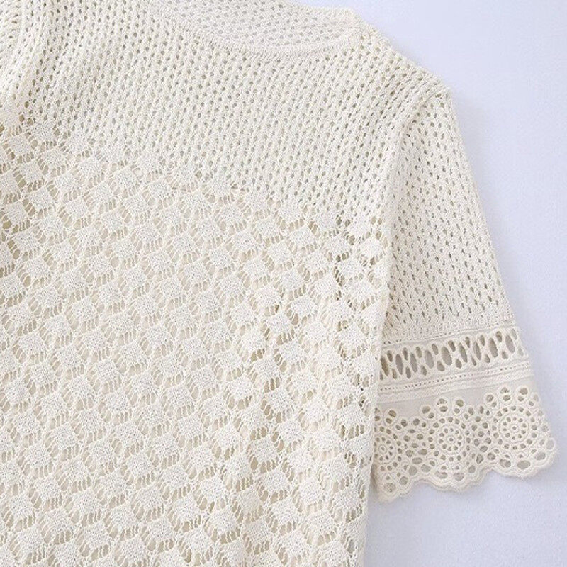 Boat Neck Short Sleeve Mini Lace Dress