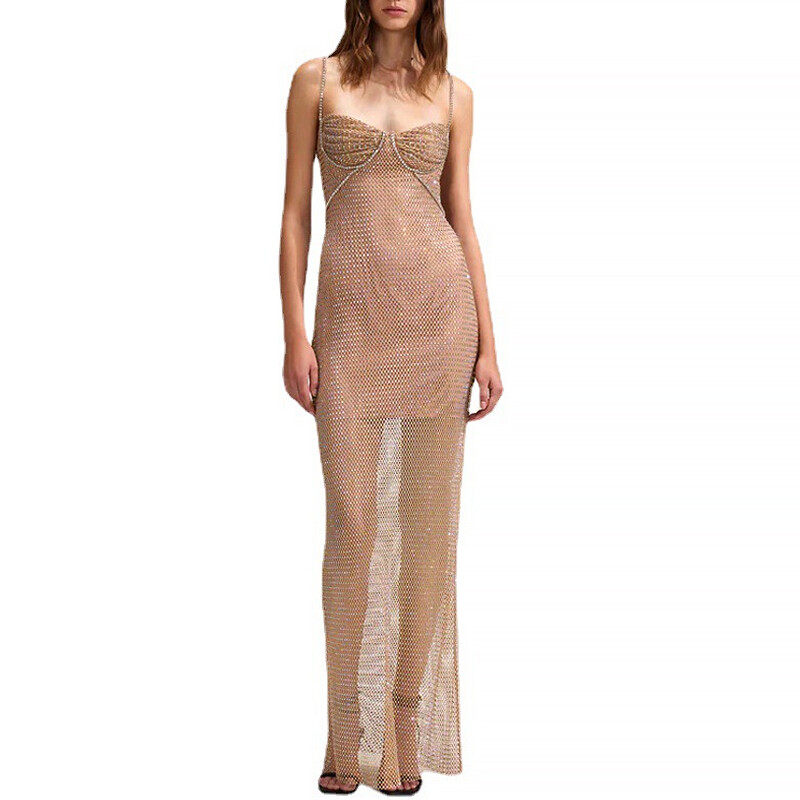 Diamond Mesh Maxi Dress