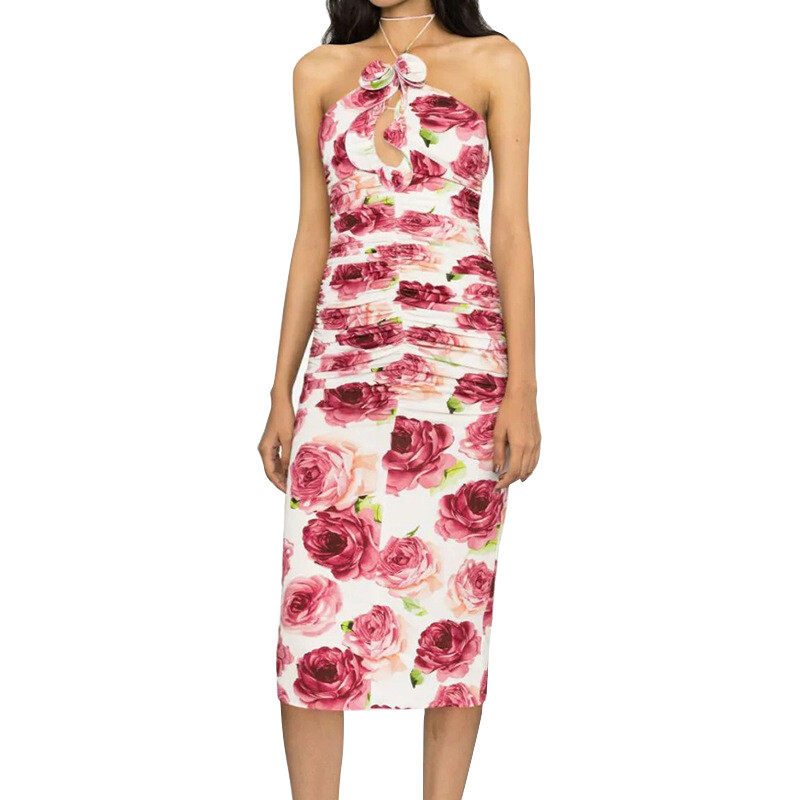 Mesh Midi Print Dress