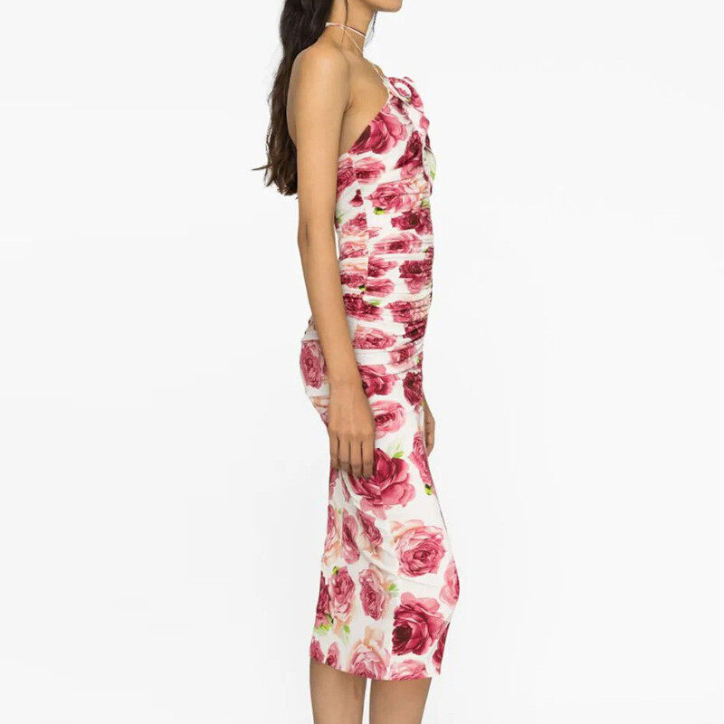 Mesh Midi Print Dress