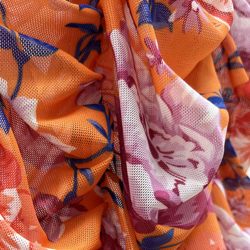 Mesh Midi Print Dress