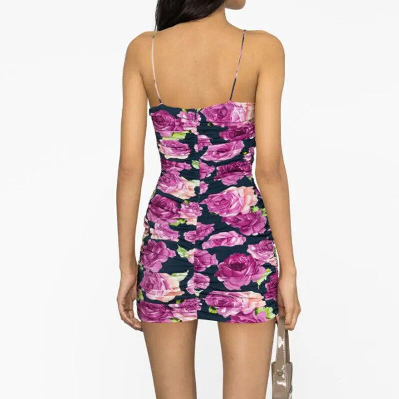 Printed Mesh Mini Dress