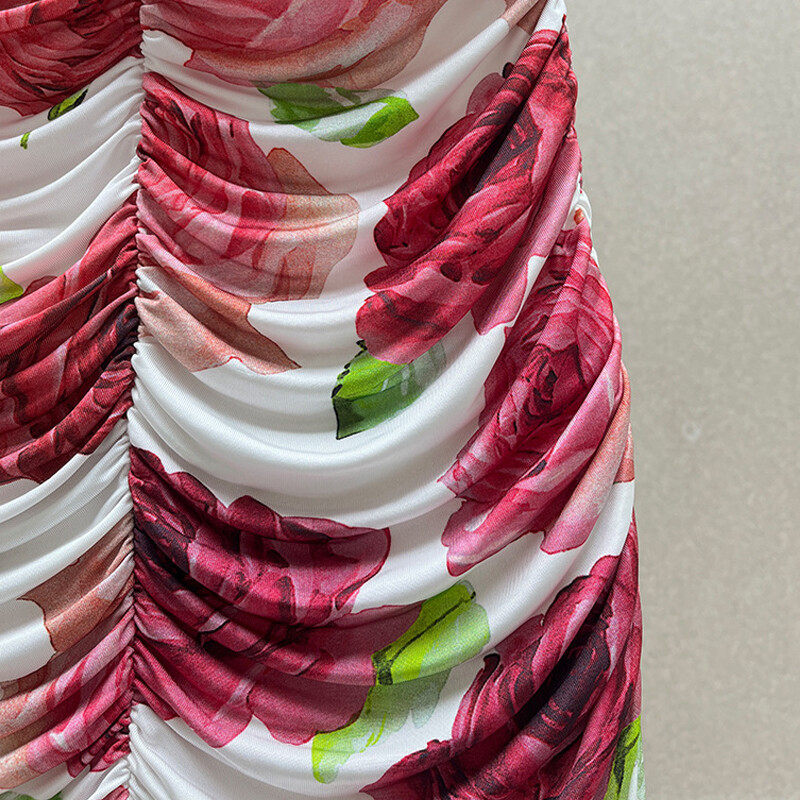 Mesh Midi Print Dress