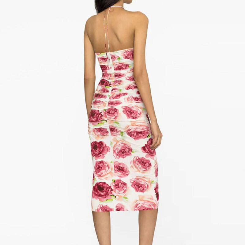 Mesh Midi Print Dress