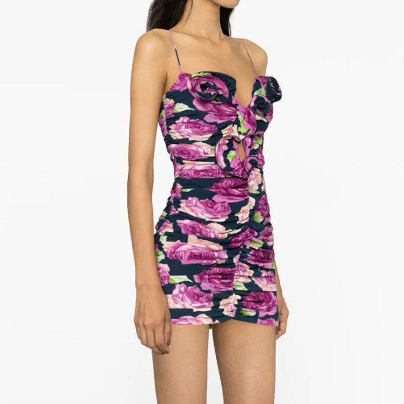 Printed Mesh Mini Dress
