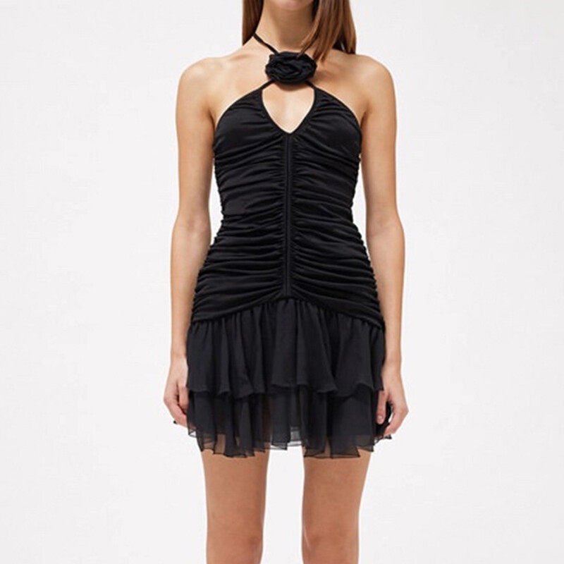 3D Patch With Pleat Mini Dress