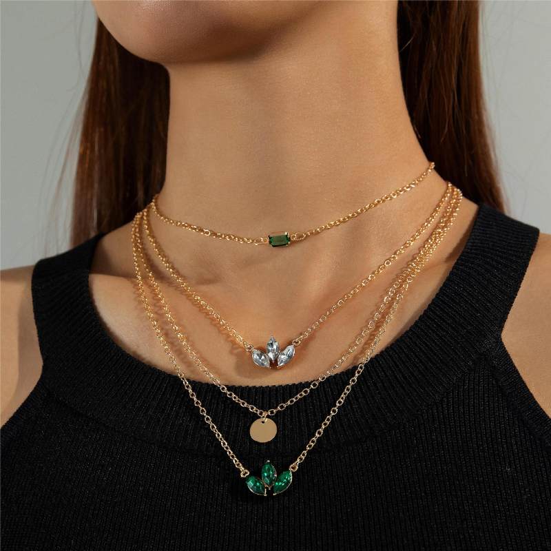 Fashionable multi-layer diamond necklace