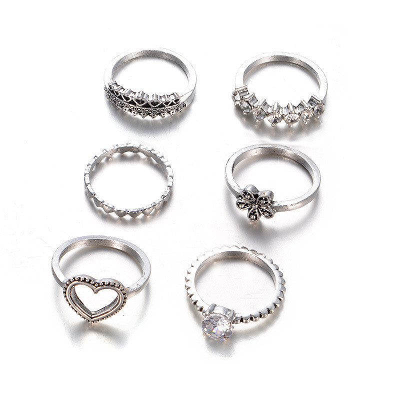 Vintage Love flower diamond ring 6-piece set