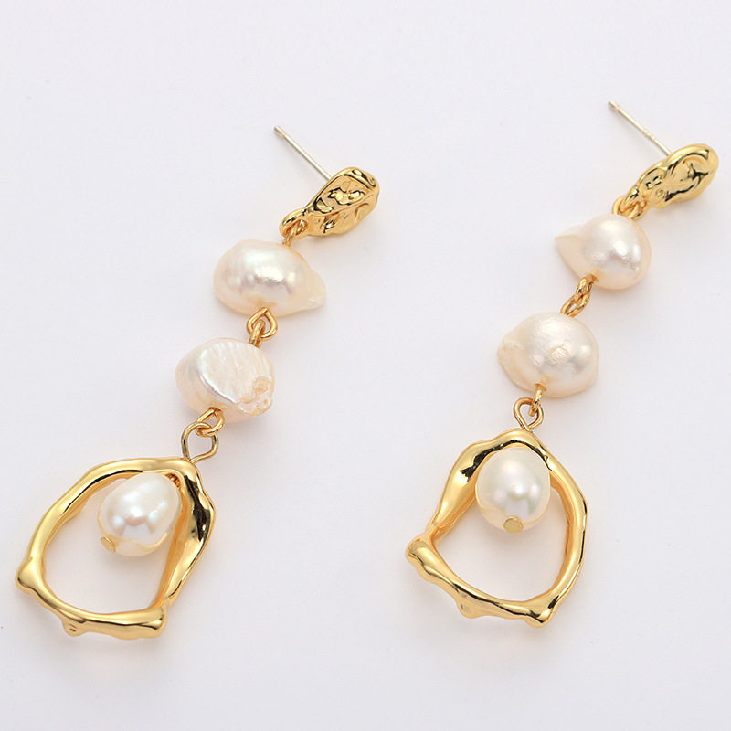 Geometric Pearl s925 Silver Needle Earrings