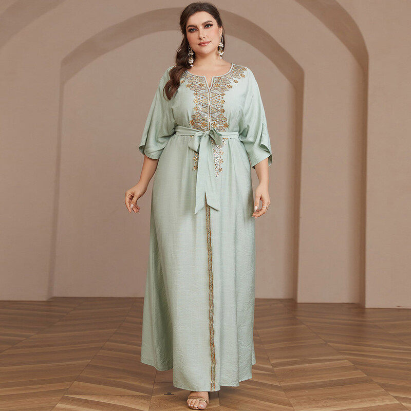 Solid color plus size robe dress