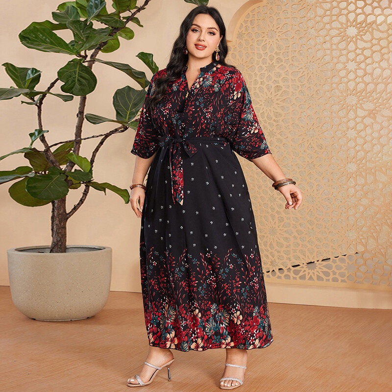 Plus-size floral print dress