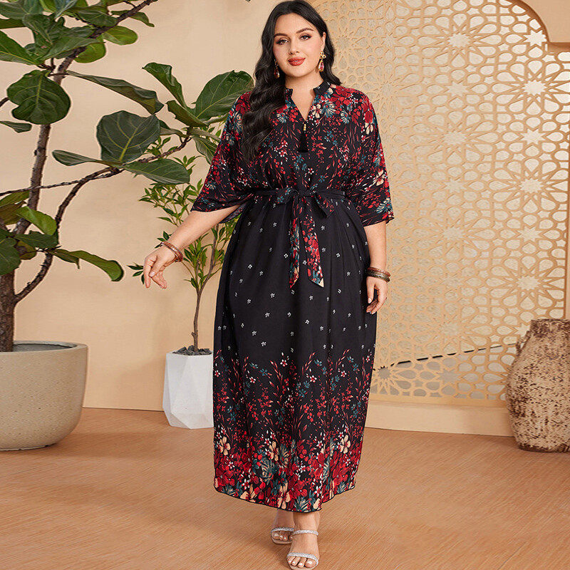 Plus-size floral print dress