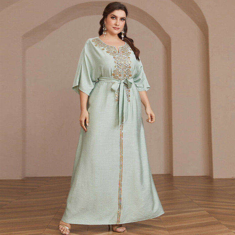 Solid color plus size robe dress