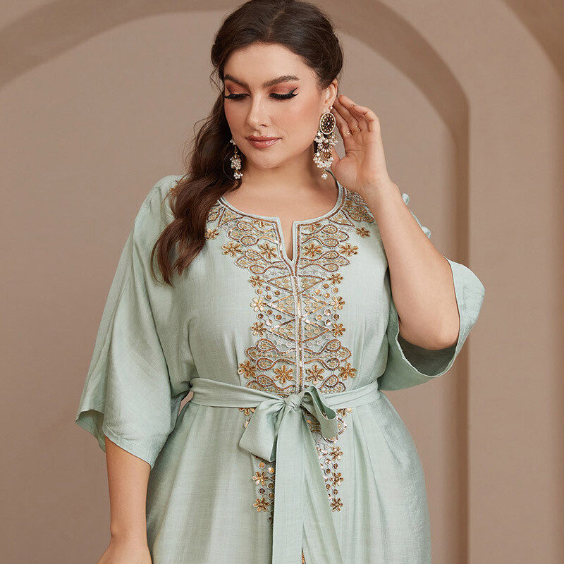 Solid color plus size robe dress
