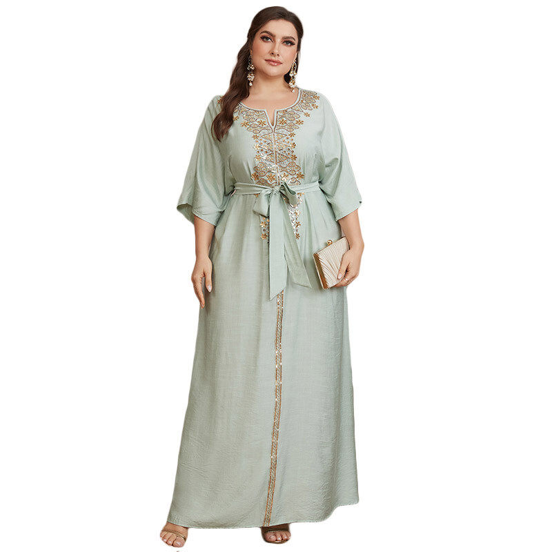 Solid color plus size robe dress