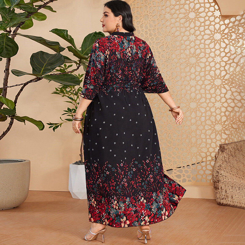 Plus-size floral print dress