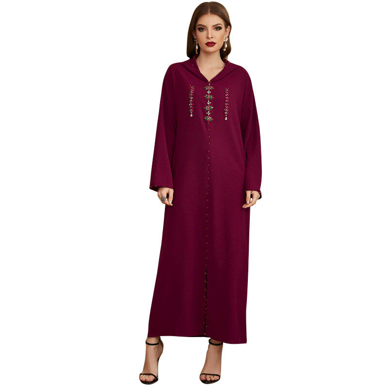 Hooded hand seam drill robe dress