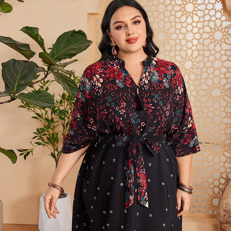 Plus-size floral print dress