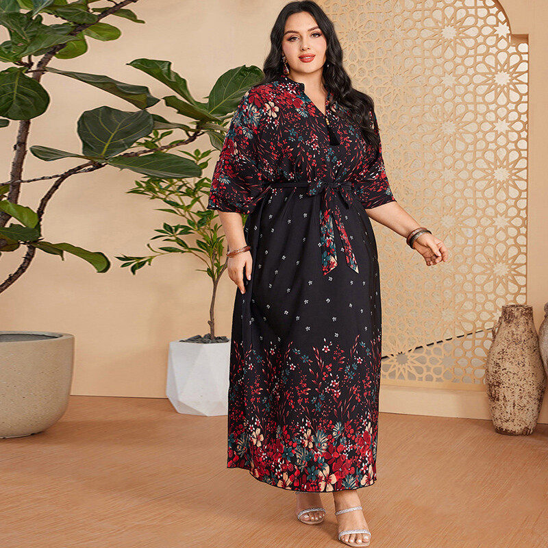 Plus-size floral print dress
