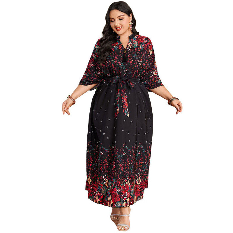 Plus-size floral print dress