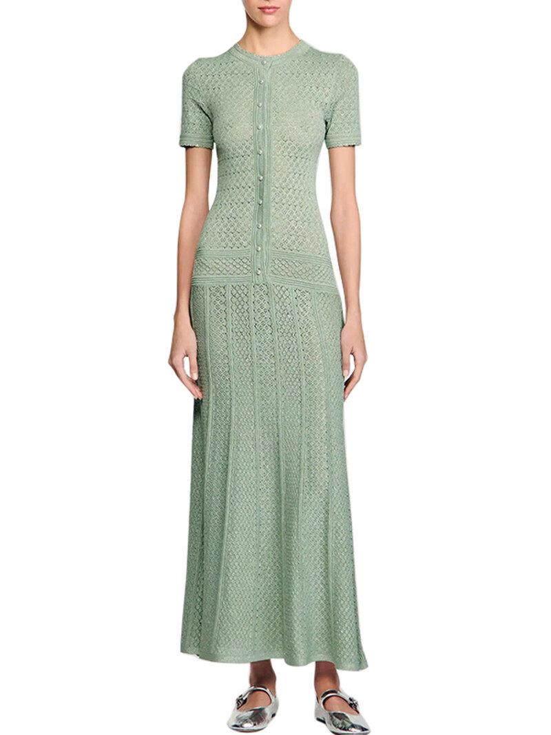 Openwork woven long dress