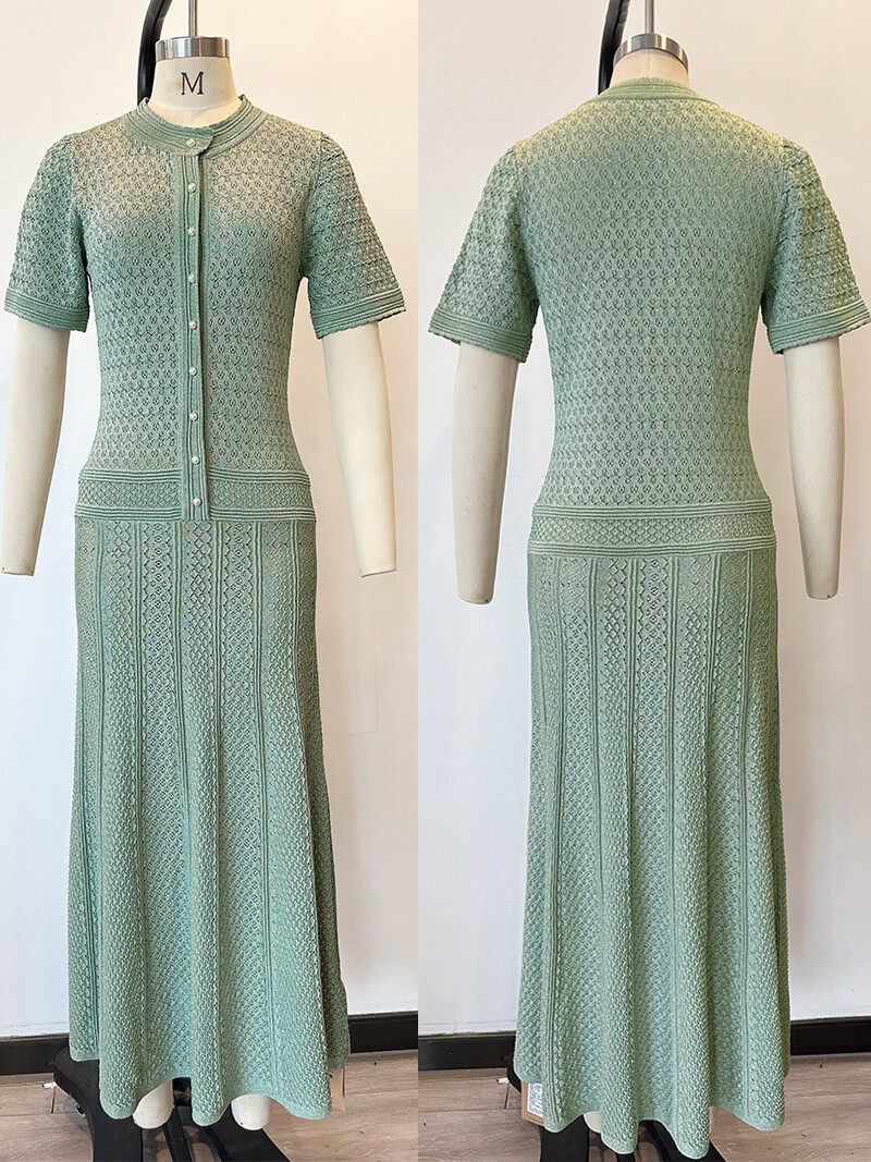 Openwork woven long dress