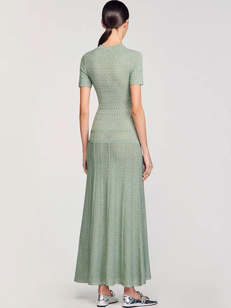 Openwork woven long dress