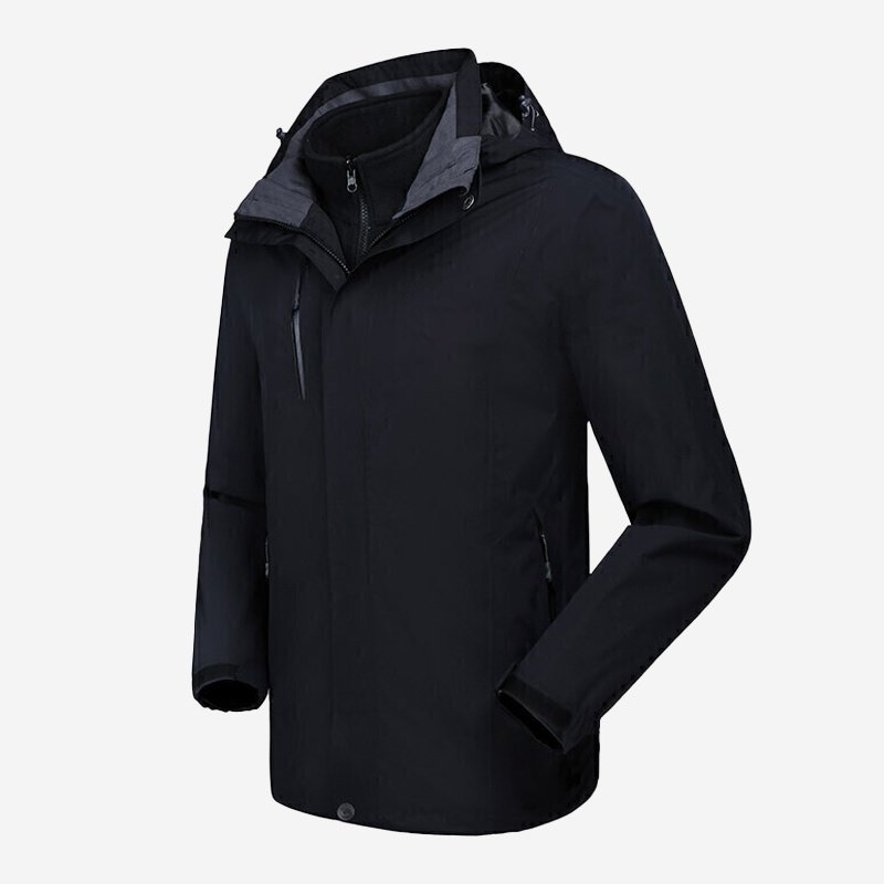 Three-in-one black cold protection jacket