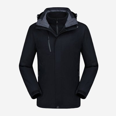 Three-in-one black cold protection jacket