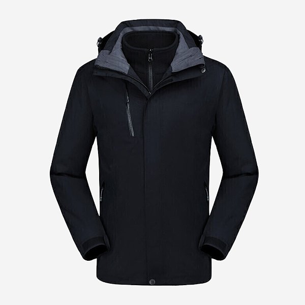 Three-in-one black cold protection jacket