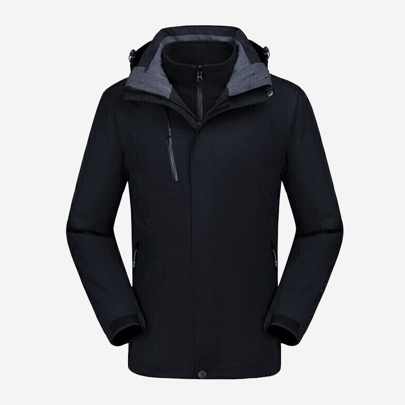 Three-in-one black cold protection jacket