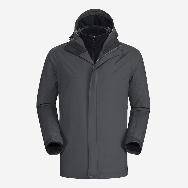 Three-in-one dark gray mountaineering suit