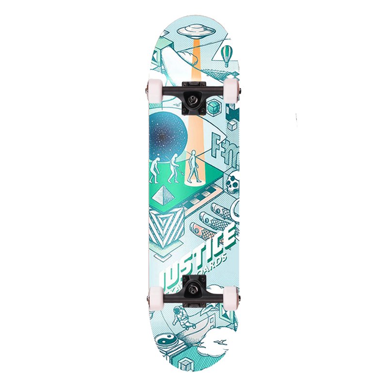 Teenager beginner double skateboard