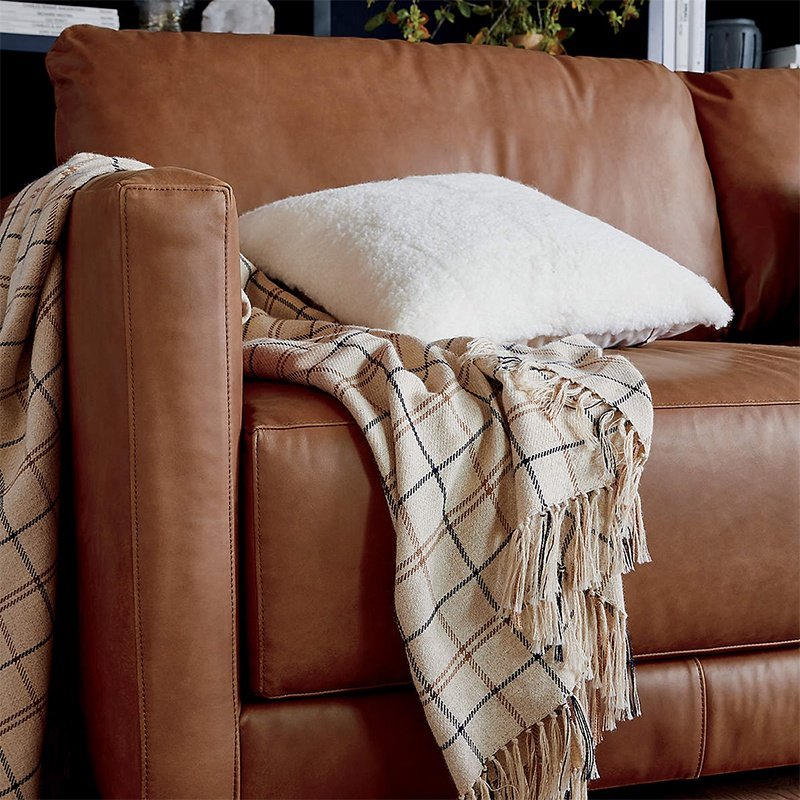 Deep Leather Sofa  living room modern minimalist small apartment leather sofa