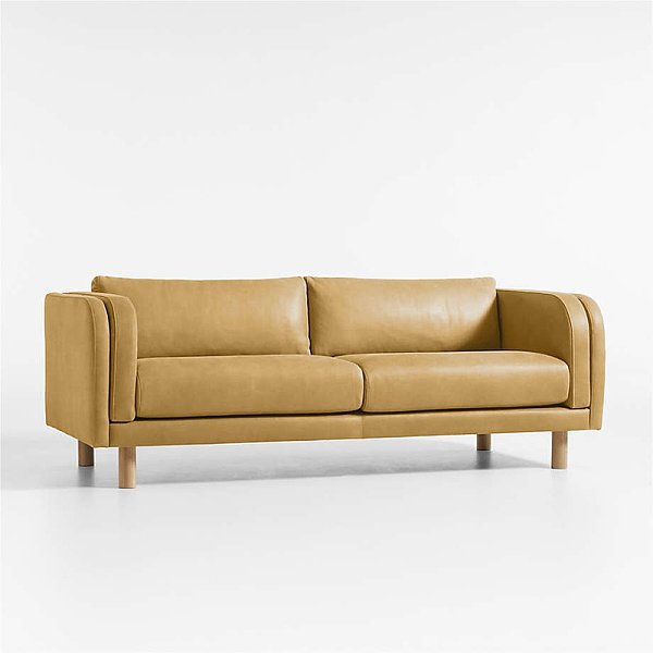 Curved-Arm Sofa Living room modern minimalist small apartment leather sofa