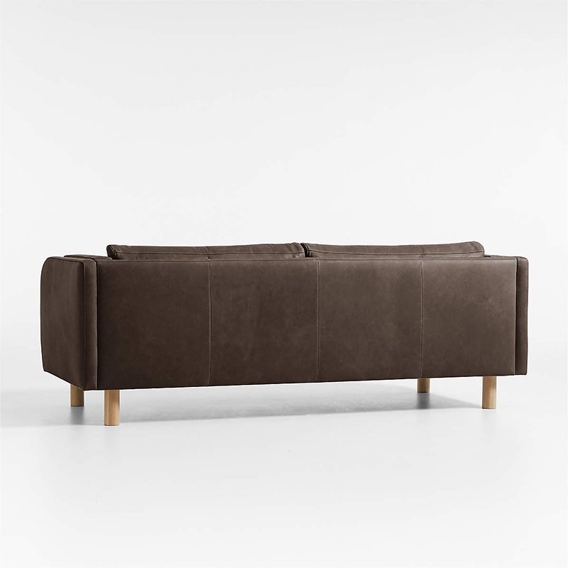 Leather Curved-Arm Sofa Living room modern minimalist small apartment leather sofa