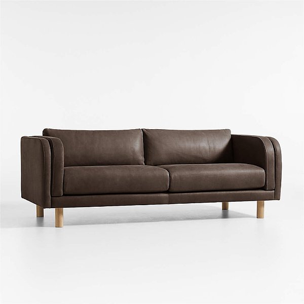 Leather Curved-Arm Sofa Living room modern minimalist small apartment leather sofa