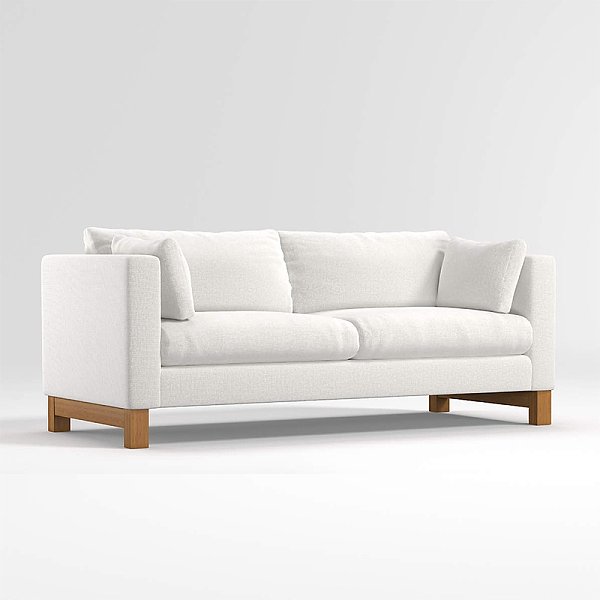 2-Seat Track Arm Sofa with Wood Legs Living room modern minimalist small apartment leather sofa