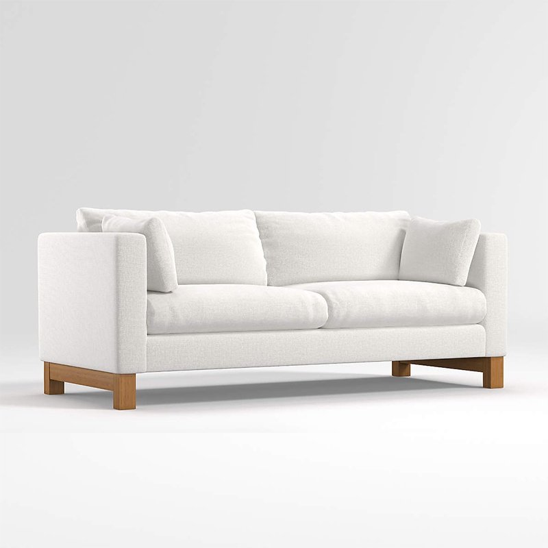 2-Seat Track Arm Sofa with Wood Legs Living room modern minimalist small apartment leather sofa