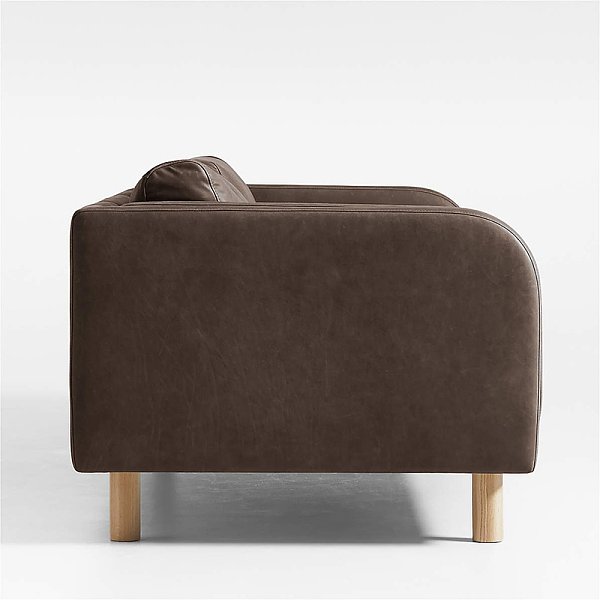 Leather Curved-Arm Sofa Living room modern minimalist small apartment leather sofa