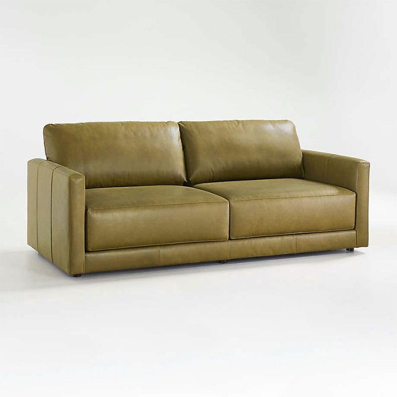 Brown sofa living room modern minimalist small apartment leather sofa
