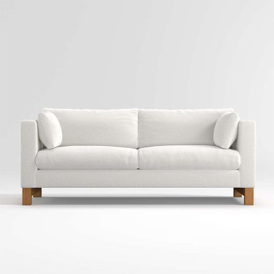 2-Seat Track Arm Sofa with Wood Legs Living room modern minimalist small apartment leather sofa