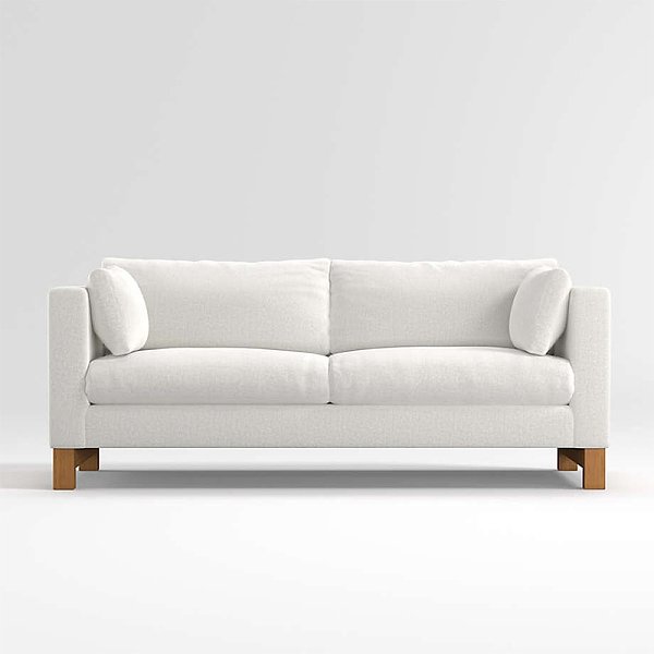 2-Seat Track Arm Sofa with Wood Legs Living room modern minimalist small apartment leather sofa