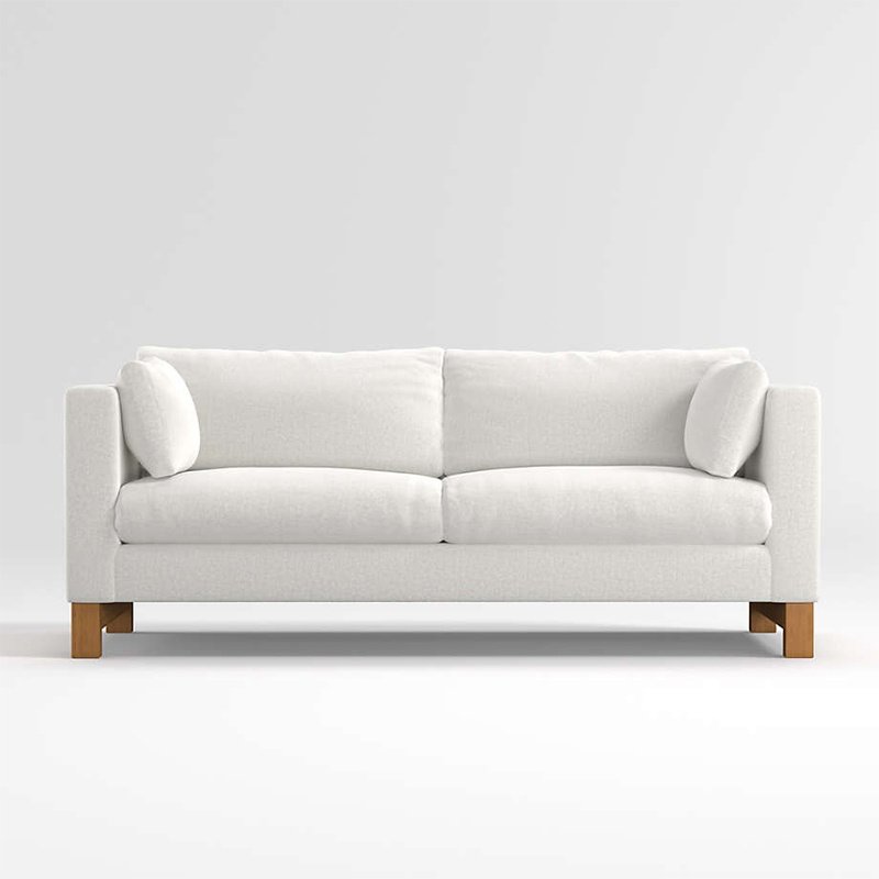 2-Seat Track Arm Sofa with Wood Legs Living room modern minimalist small apartment leather sofa