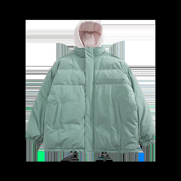 Men's cotton-padded jacket fake two-piece hooded cotton-padded jacket