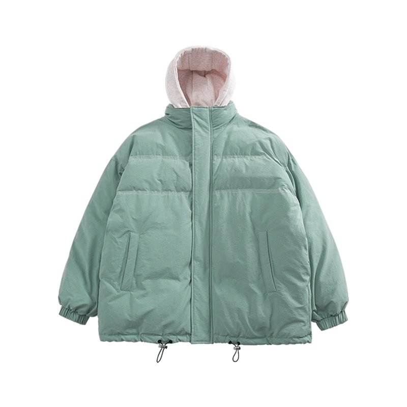 Men's cotton-padded jacket fake two-piece hooded cotton-padded jacket