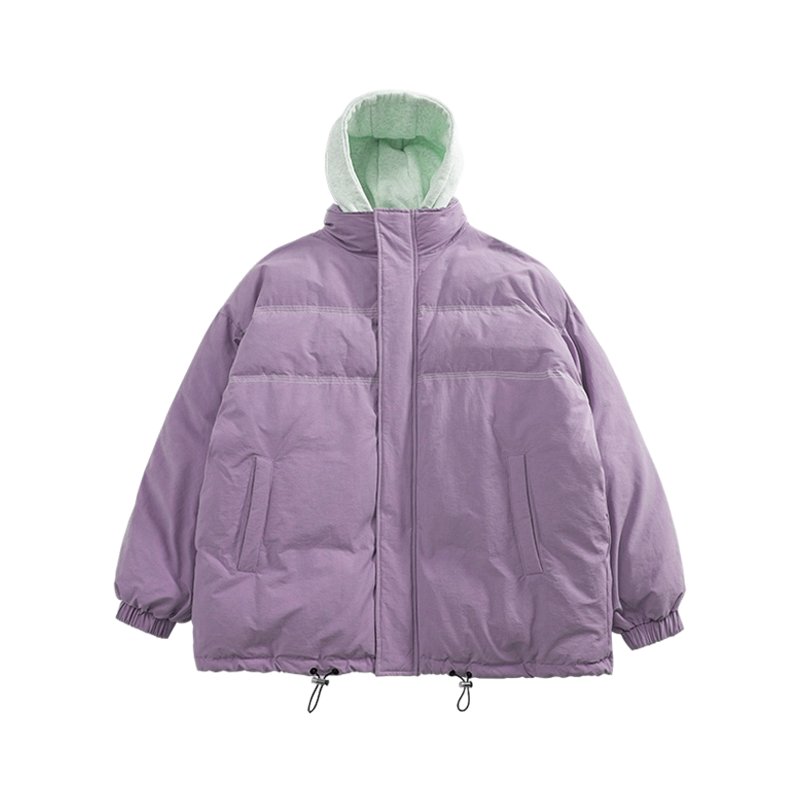 Men's cotton-padded jacket fake two-piece hooded cotton-padded jacket