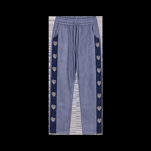 Street hip-hop suede love embroidered letters INS straight-leg pants