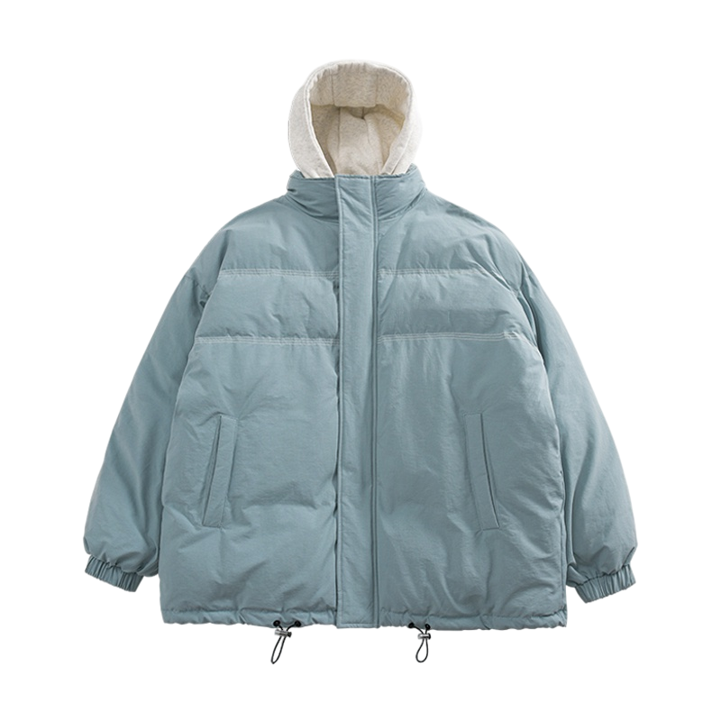 Men's cotton-padded jacket fake two-piece hooded cotton-padded jacket