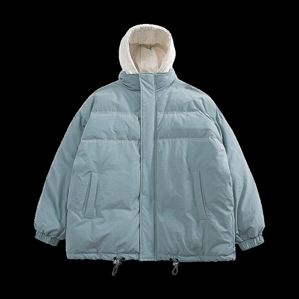 Men's cotton-padded jacket fake two-piece hooded cotton-padded jacket